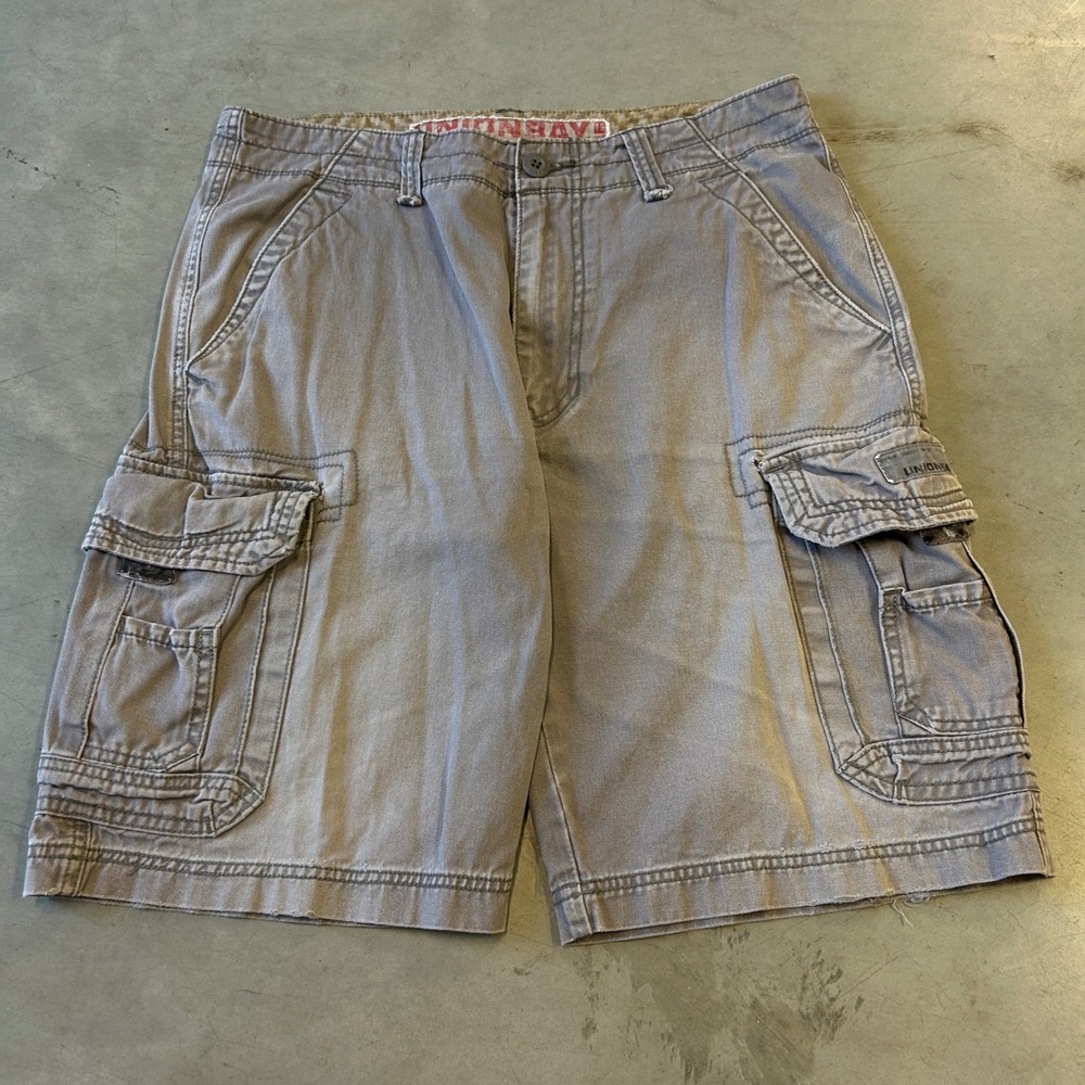 Unionbay Mens Gray Cotton Cargo Shorts Size 34 Utility Casual Outdoor Hiking